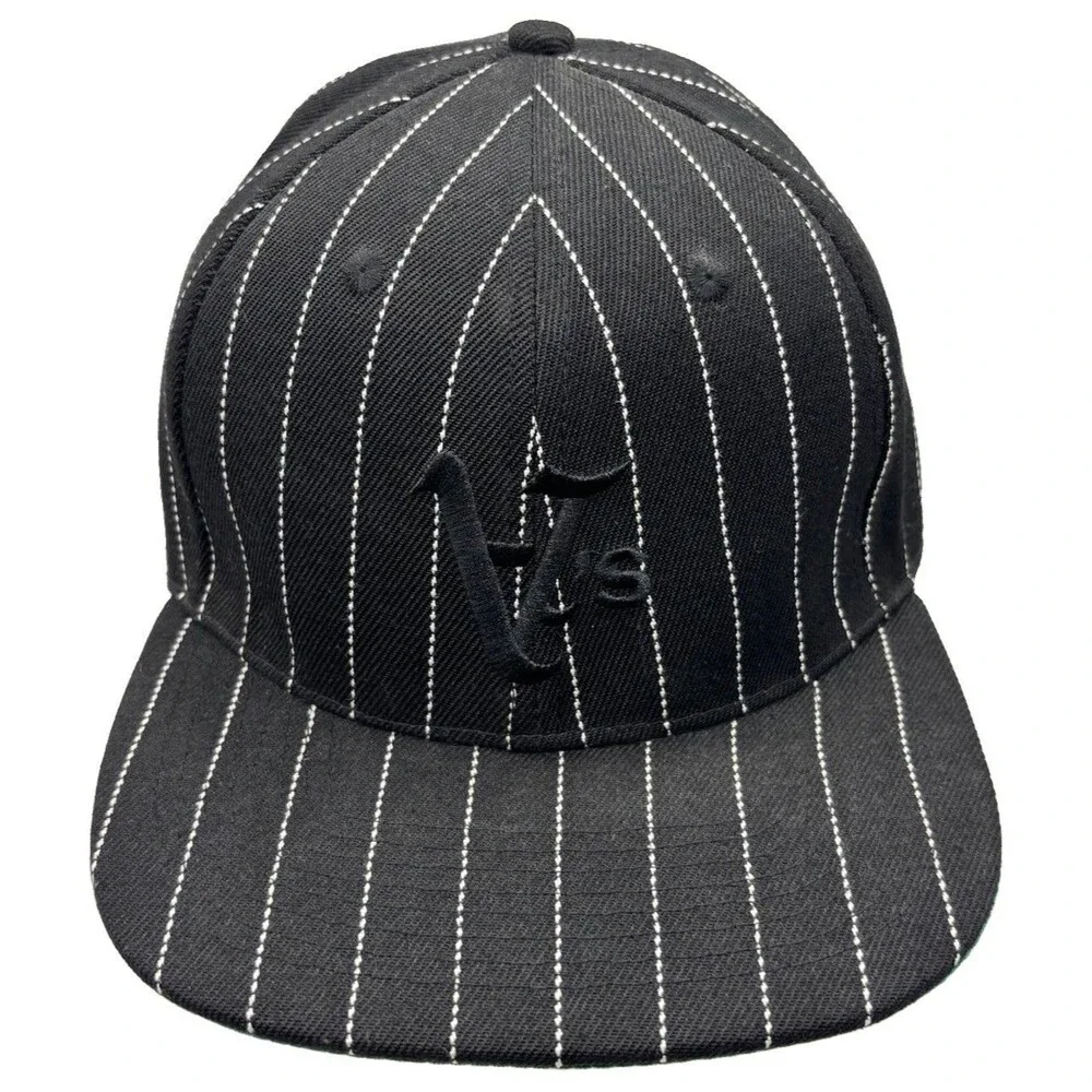 Value Streetwear Snapback Hat Mens Black White Pinstripe Green Underbrim